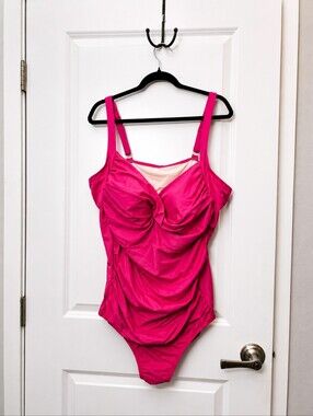 Swimsuits For All Ruched One-Piece Pink Swimsuit